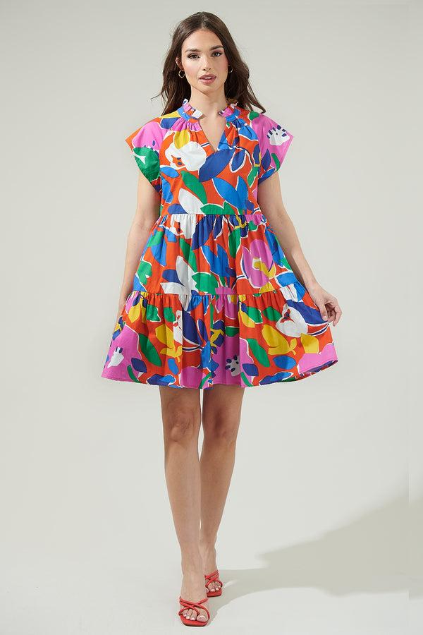 Sugarlips Giza Glare Floral Tiered Mini Dress