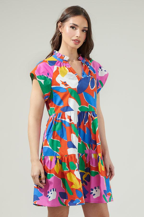 sugarlips Giza Glare Floral Tiered Mini Dress