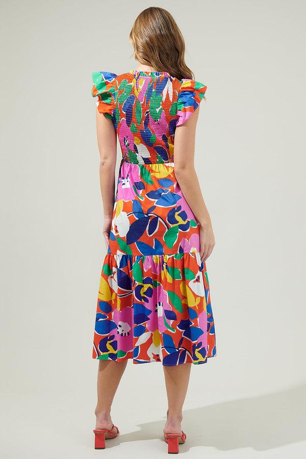Sugarlips Giza Glare Smock Tiered Midi Dress