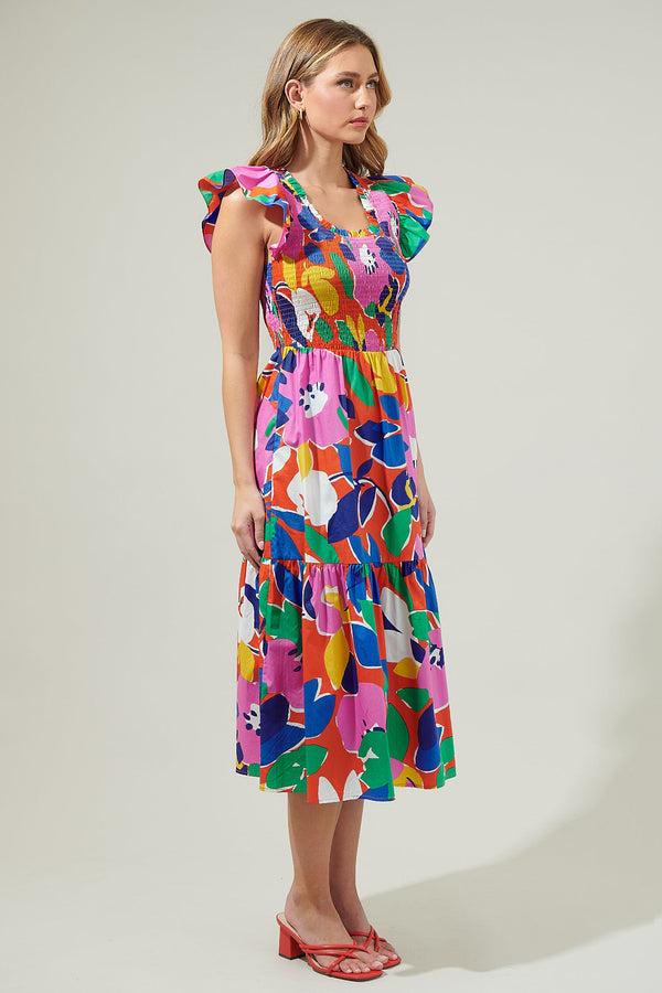 Sugarlips Giza Glare Smock Tiered Midi Dress