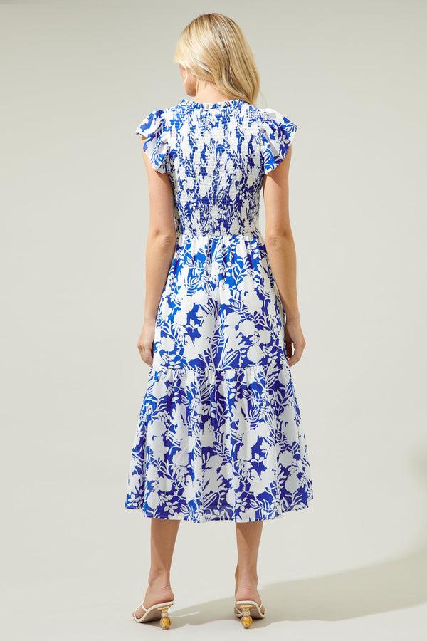 Sugarlips Giza Glare Smocked Tiered Midi Dress
