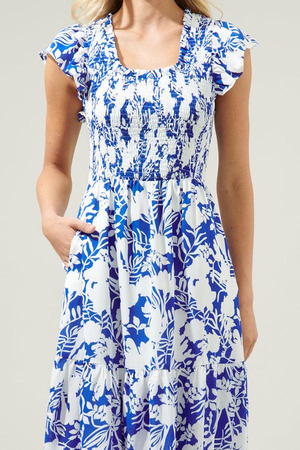 Sugarlips Giza Glare Smocked Tiered Midi Dress
