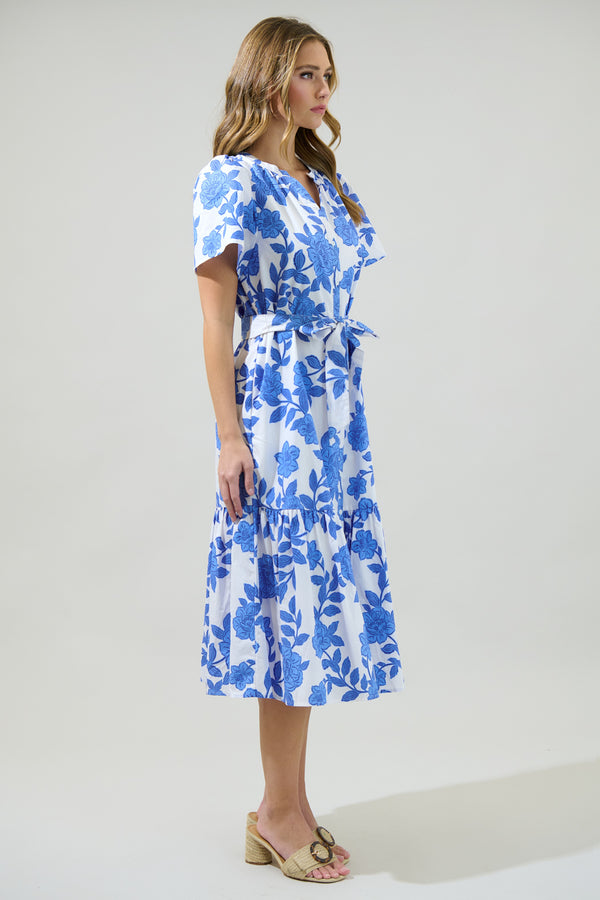 Sugarlips Glantis Floral Cora Button Up Midi Dress