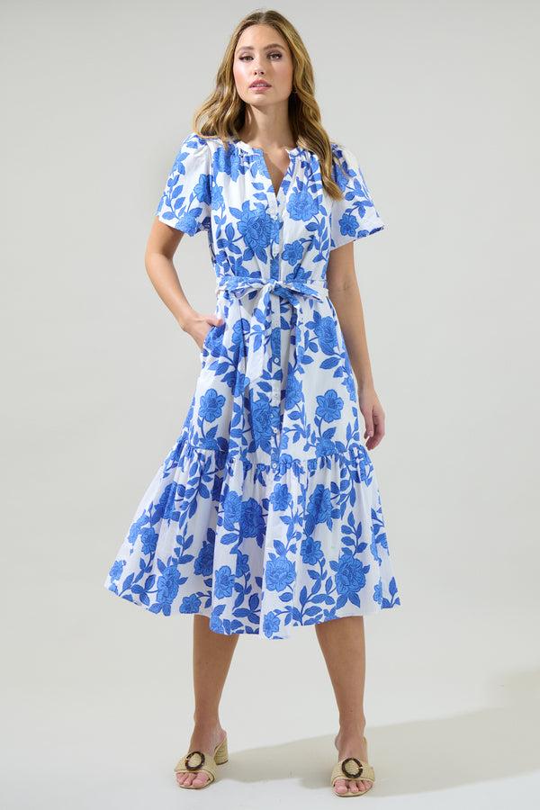 sugarlips Glantis Floral Cora Button Up Midi Dress