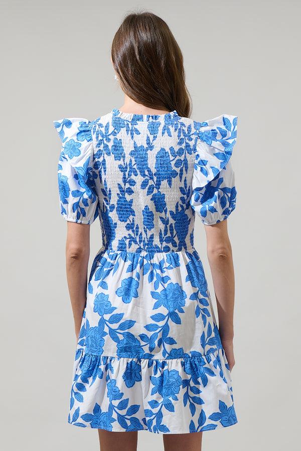 Sugarlips Glantis Floral Leones Smocked Mini Dress