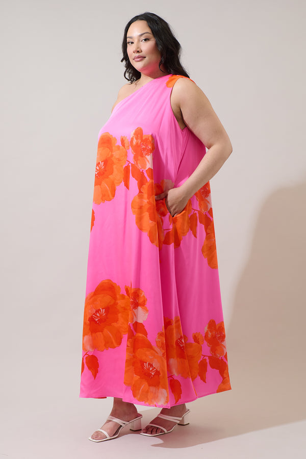 Sugarlips Glena Floral Pleated Maxi Dress Curve