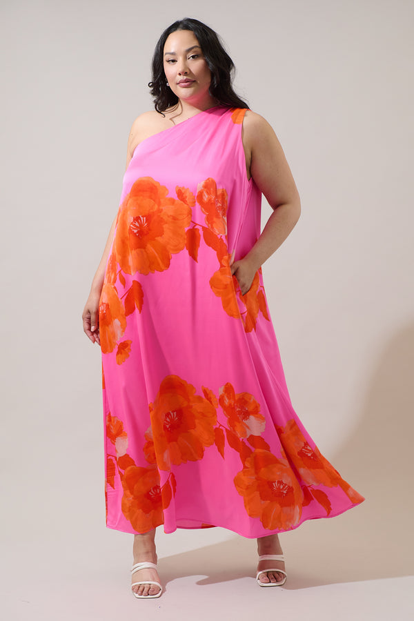 sugarlips Glena Floral Pleated Maxi Dress Curve