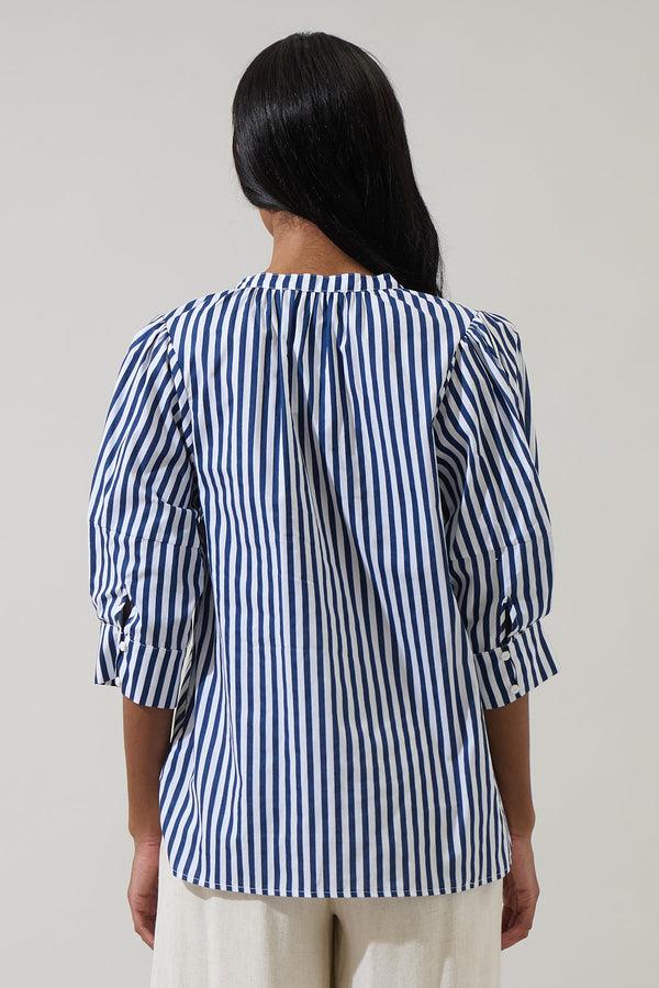 Sugarlips Glenda Stripe Irina Split Neck Top