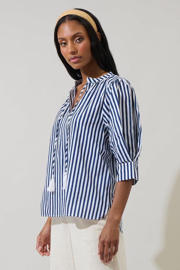 Sugarlips Glenda Stripe Irina Split Neck Top