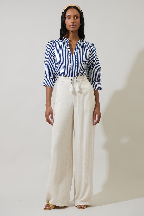 Sugarlips Glenda Stripe Irina Split Neck Top