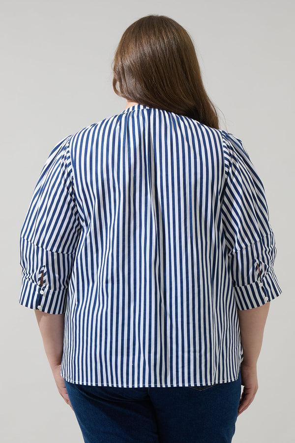 Sugarlips Glenda Stripe Irina Split Neck Top Curve