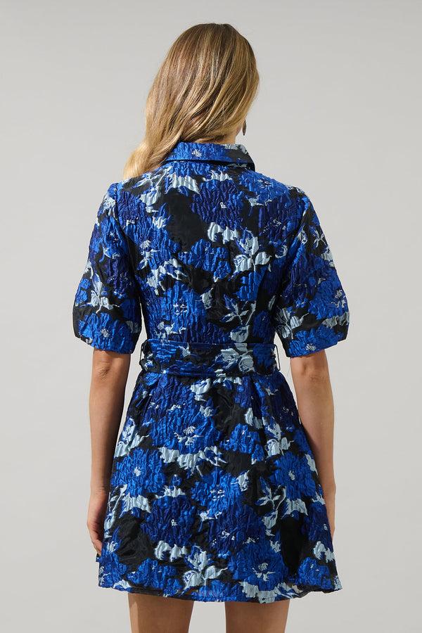 Sugarlips Glenna Jacquard Button Down Mini Dress