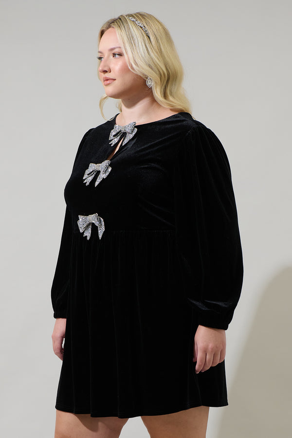 Sugarlips Glow Bow Velvet Dress Curve