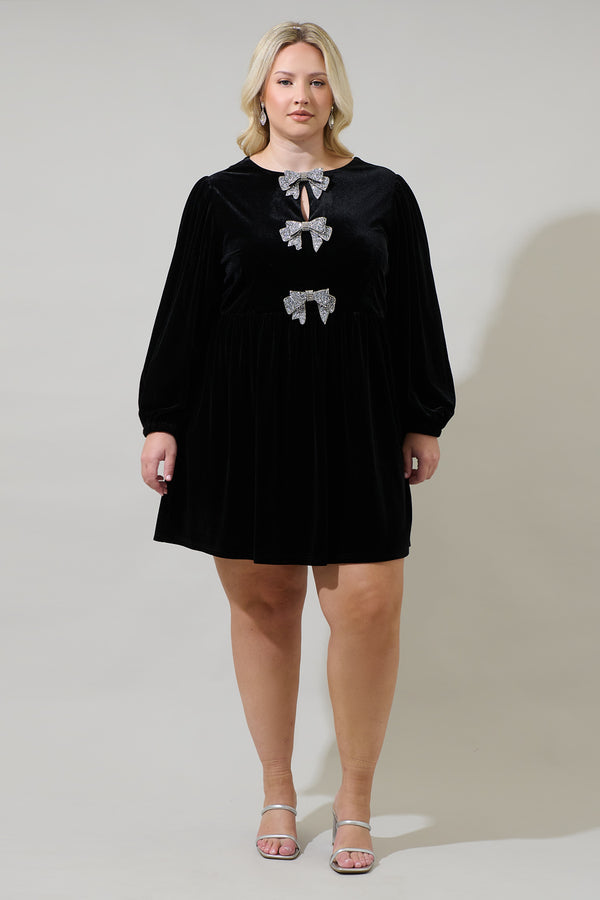 Sugarlips Glow Bow Velvet Dress Curve