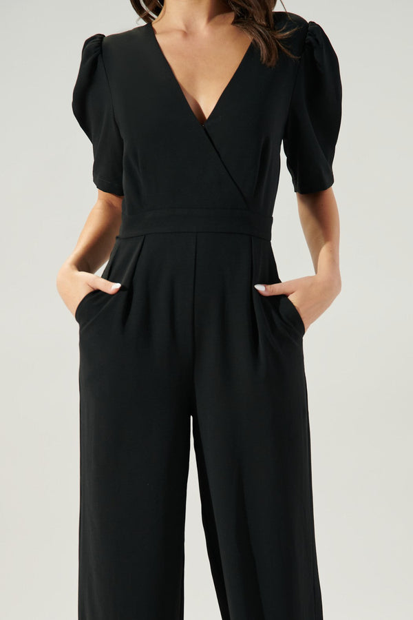Sugarlips Go Getter Wide Leg Surplice Jumpsuit