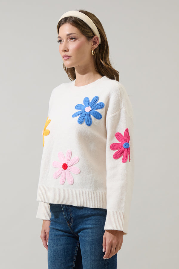 Sugarlips Golda Flower Knit Sweater