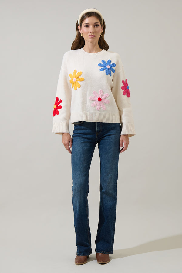 Sugarlips Golda Flower Knit Sweater