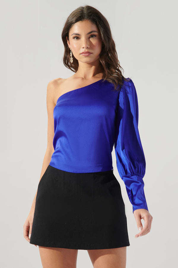 Sugarlips Good Time One Shoulder Satin Crop Top