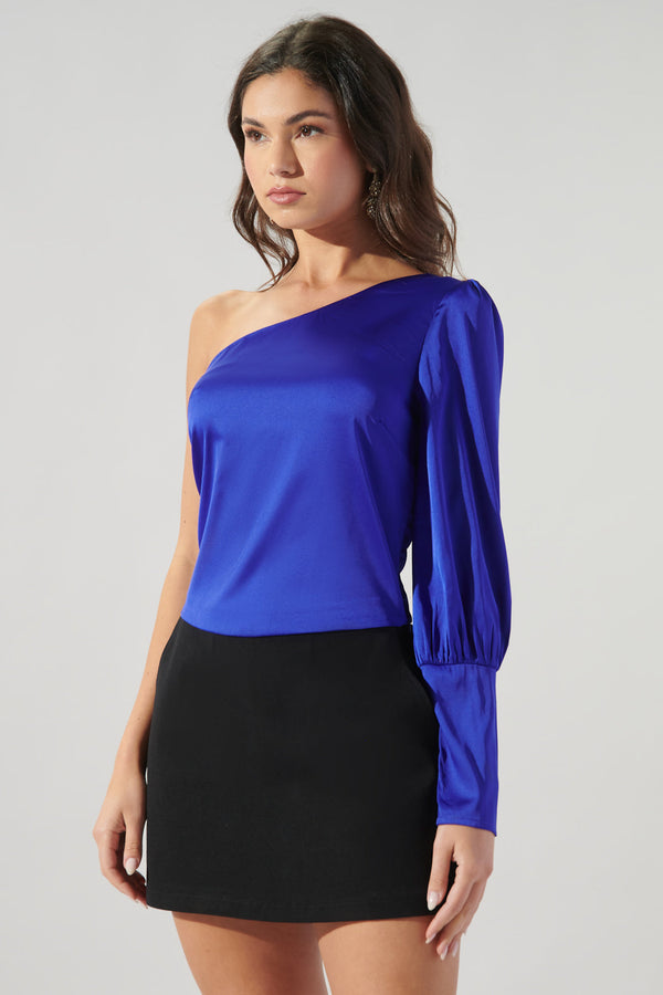 Sugarlips Good Time One Shoulder Satin Crop Top