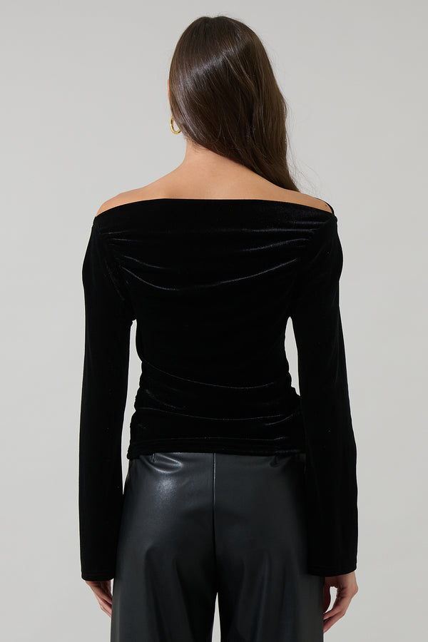 Sugarlips Gracy Velvet Off The Shoulder Top