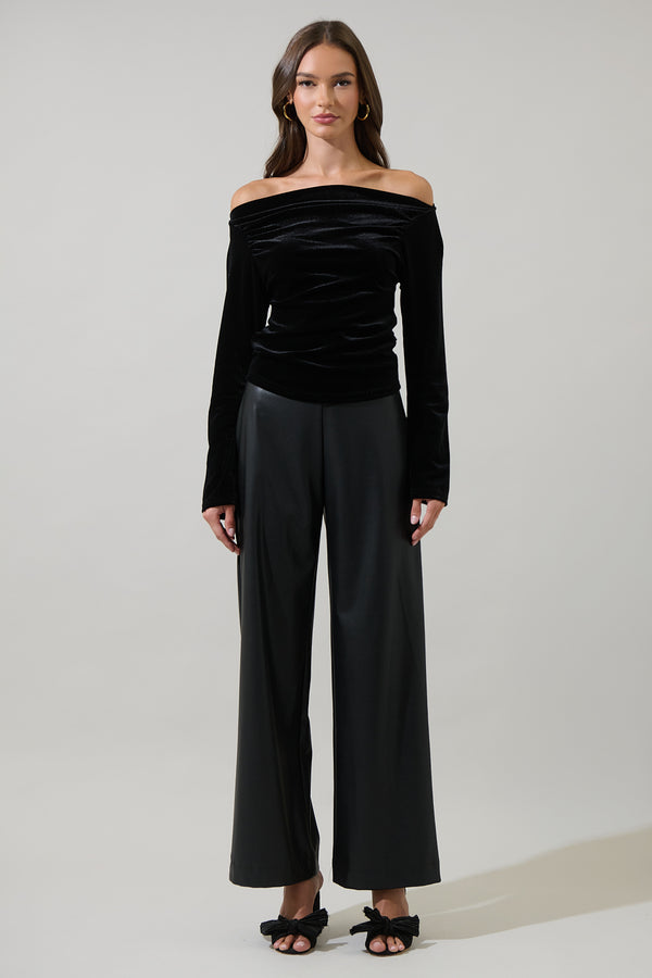 Sugarlips Gracy Velvet Off The Shoulder Top