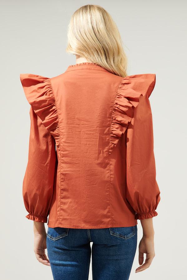 Sugarlips Grayson Ruffle Split Neck Top
