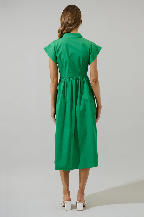 Sugarlips Grenola Button Up Collared Midi Dress