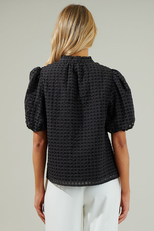 Sugarlips Gretna Organza Check Ruffle Blouse