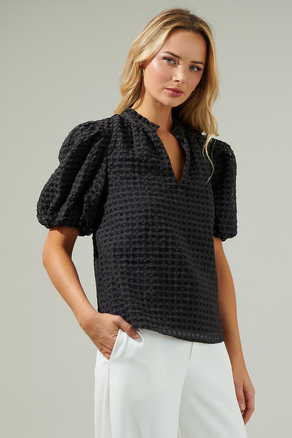 Sugarlips Gretna Organza Check Ruffle Blouse