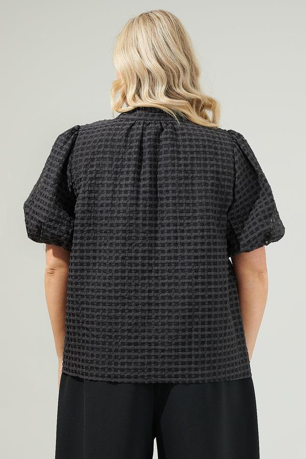 Sugarlips Gretna Organza Check Ruffle Blouse Curve