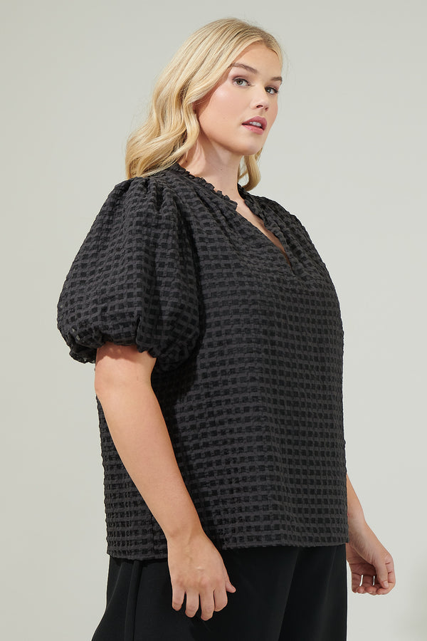Sugarlips Gretna Organza Check Ruffle Blouse Curve