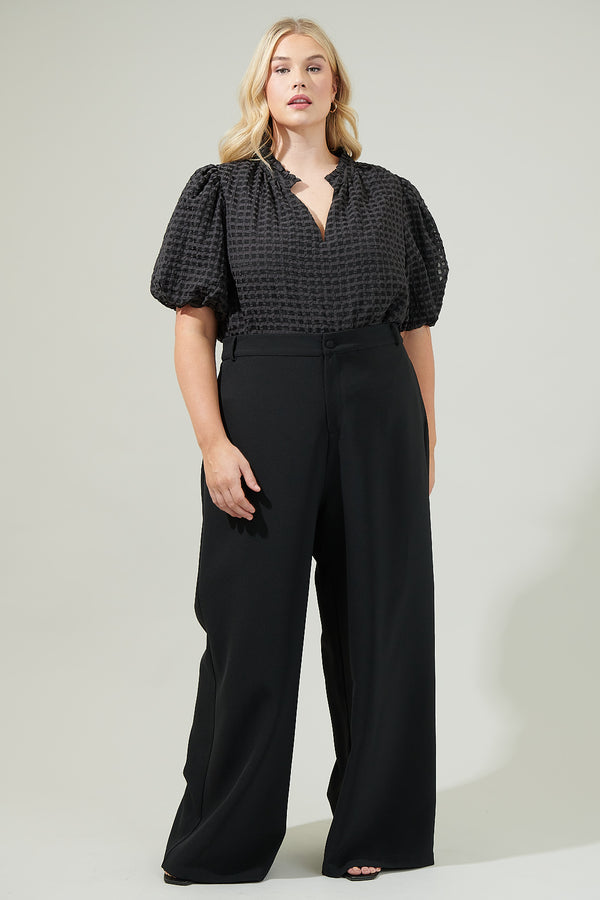 Sugarlips Gretna Organza Check Ruffle Blouse Curve