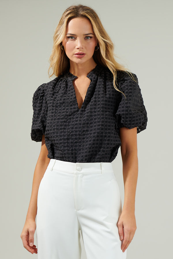 sugarlips Gretna Organza Check Ruffle Blouse