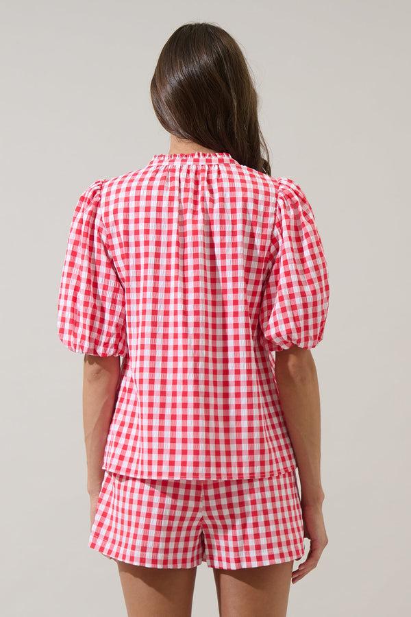 Sugarlips Gretna Ruffle Blouse Gingham