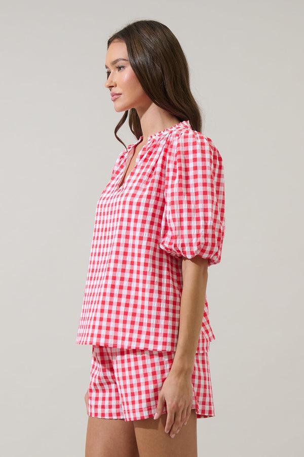Sugarlips Gretna Ruffle Blouse Gingham