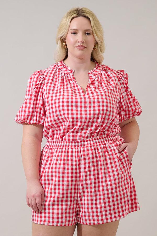 Sugarlips Gretna Ruffle Blouse Gingham Curve