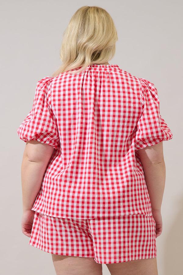 Sugarlips Gretna Ruffle Blouse Gingham Curve