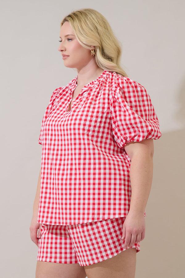 Sugarlips Gretna Ruffle Blouse Gingham Curve