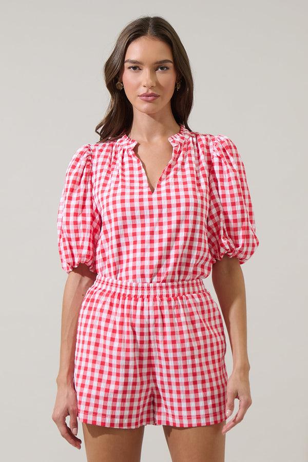 sugarlips Gretna Ruffle Blouse Gingham