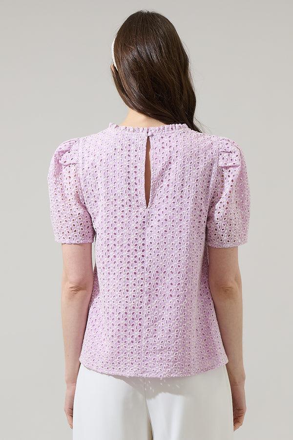 Sugarlips Hadi Eyelet Veronica Puff Sleeve Blouse