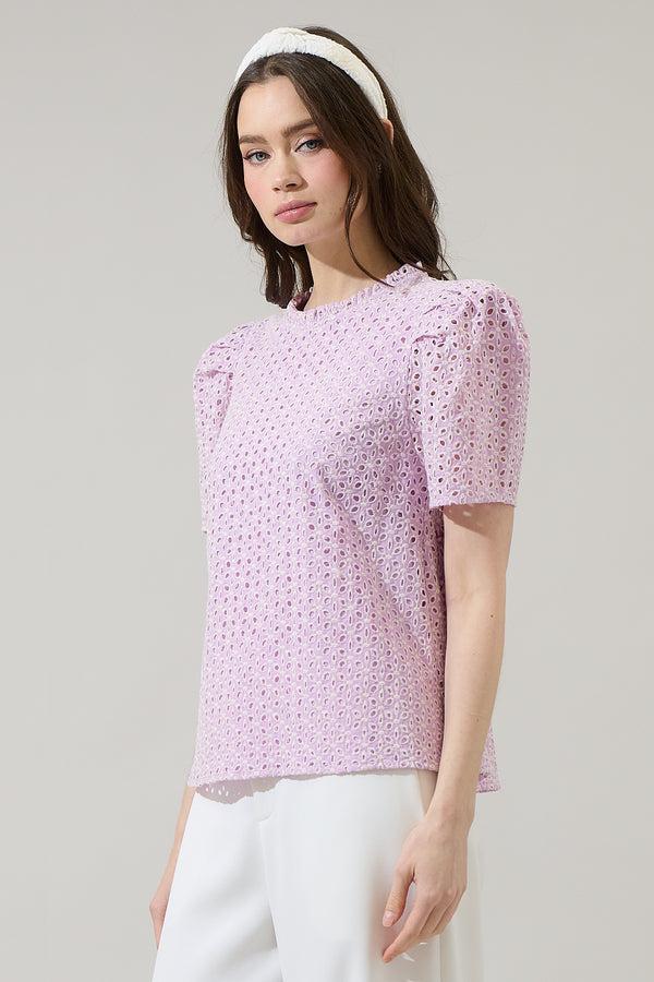 Sugarlips Hadi Eyelet Veronica Puff Sleeve Blouse