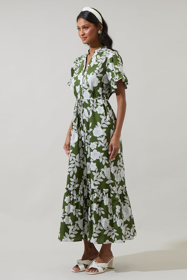 Sugarlips Haizley Floral Alna Button Up Midi Dress