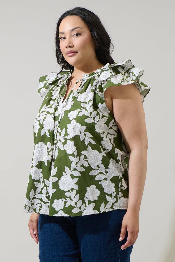 Sugarlips Haizley Floral Siya Ruffle Top Curve