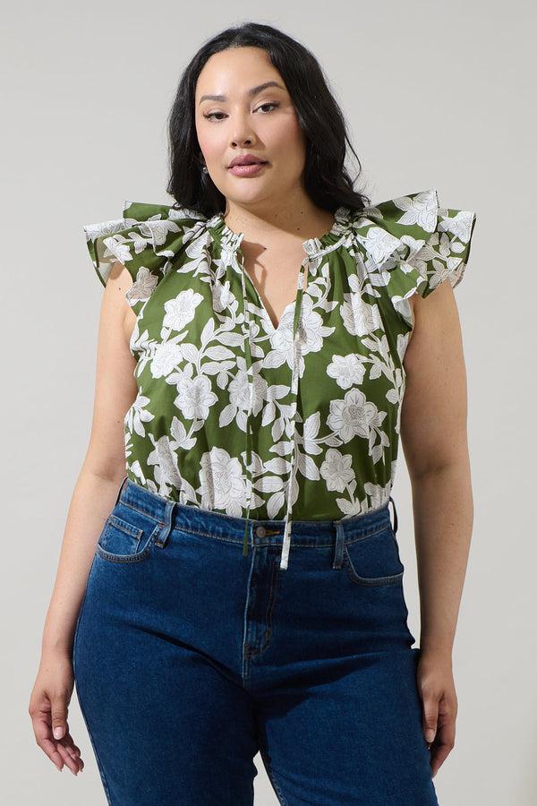 sugarlips Haizley Floral Siya Ruffle Top Curve