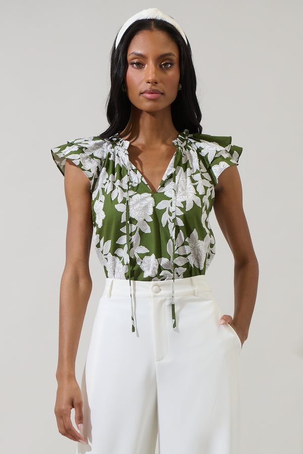 sugarlips Haizley Floral Siya Ruffle Top