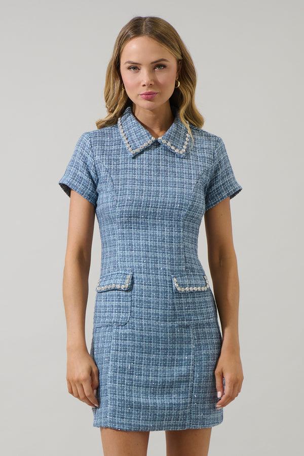 Sugarlips Haley Astery Tweed Collar Mini Dress