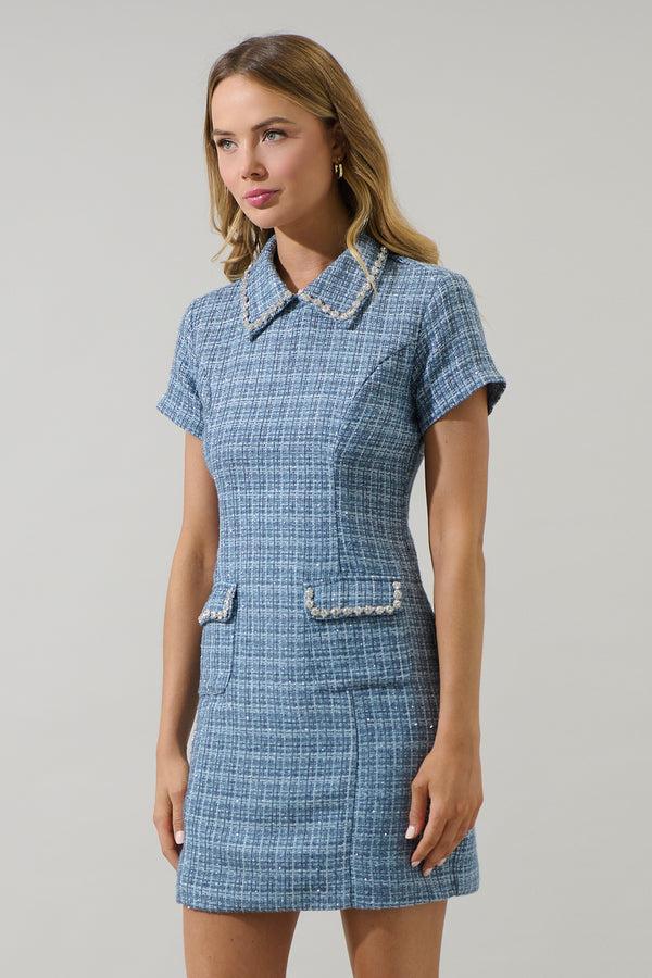 Sugarlips Haley Astery Tweed Collar Mini Dress