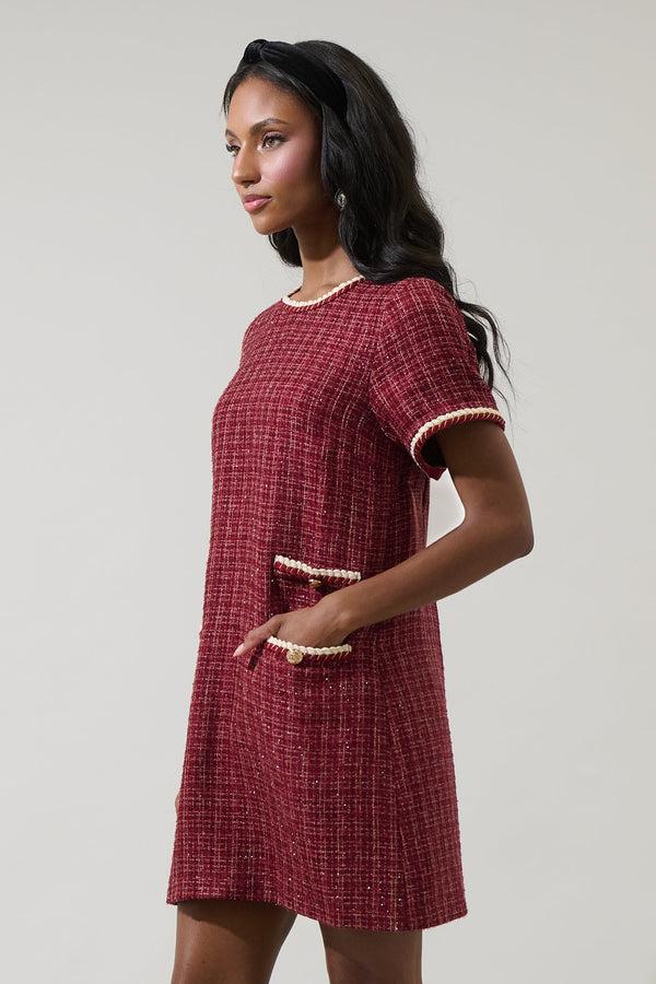 Sugarlips Haley Audrey Tweed Shift Mini Dress