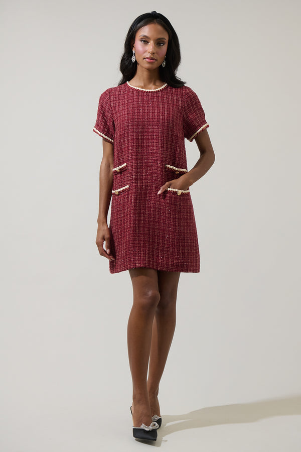Sugarlips Haley Audrey Tweed Shift Mini Dress