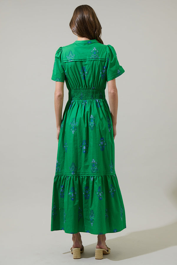 Sugarlips Halina Floral Belraj Poplin Maxi Dress